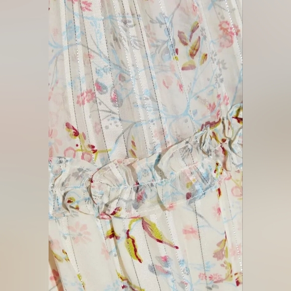 WALTER BAKER Betsy Floral-Print Metallic Burnout Georgette Mini Dress Size S - Picture 9 of 16